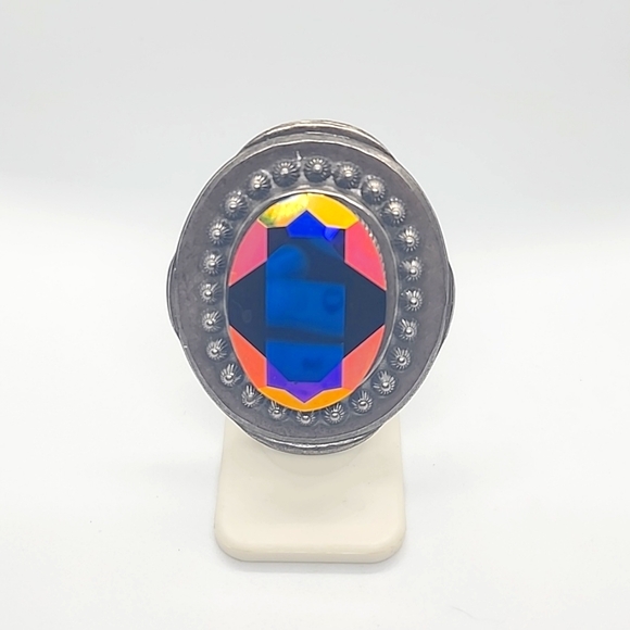 GASOLINE GLAMOUR FORTUNE TELLER RING GOLD AB OVAL - Picture 1 of 7